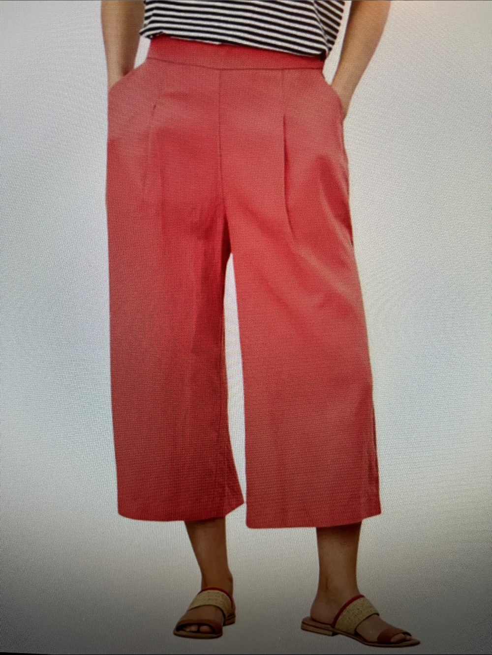 New! Joules Alexi Crop Palazzo Pants in Poppy Size US 14 Tencel/Linen Blend‎ NWT